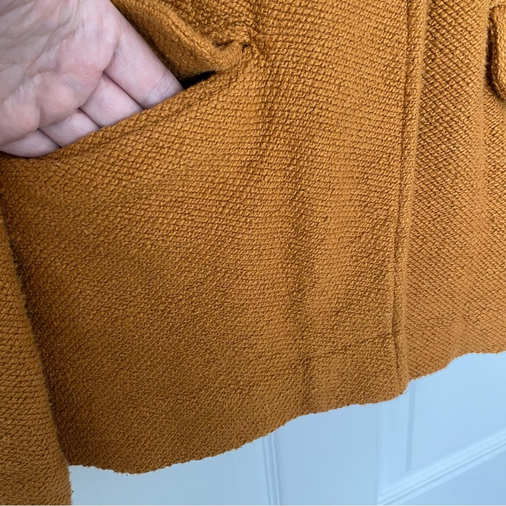 Anthropologie Maeve Textured Single Button Relaxed Blazer - Mustard Brown Size L - Picture 7 of 17